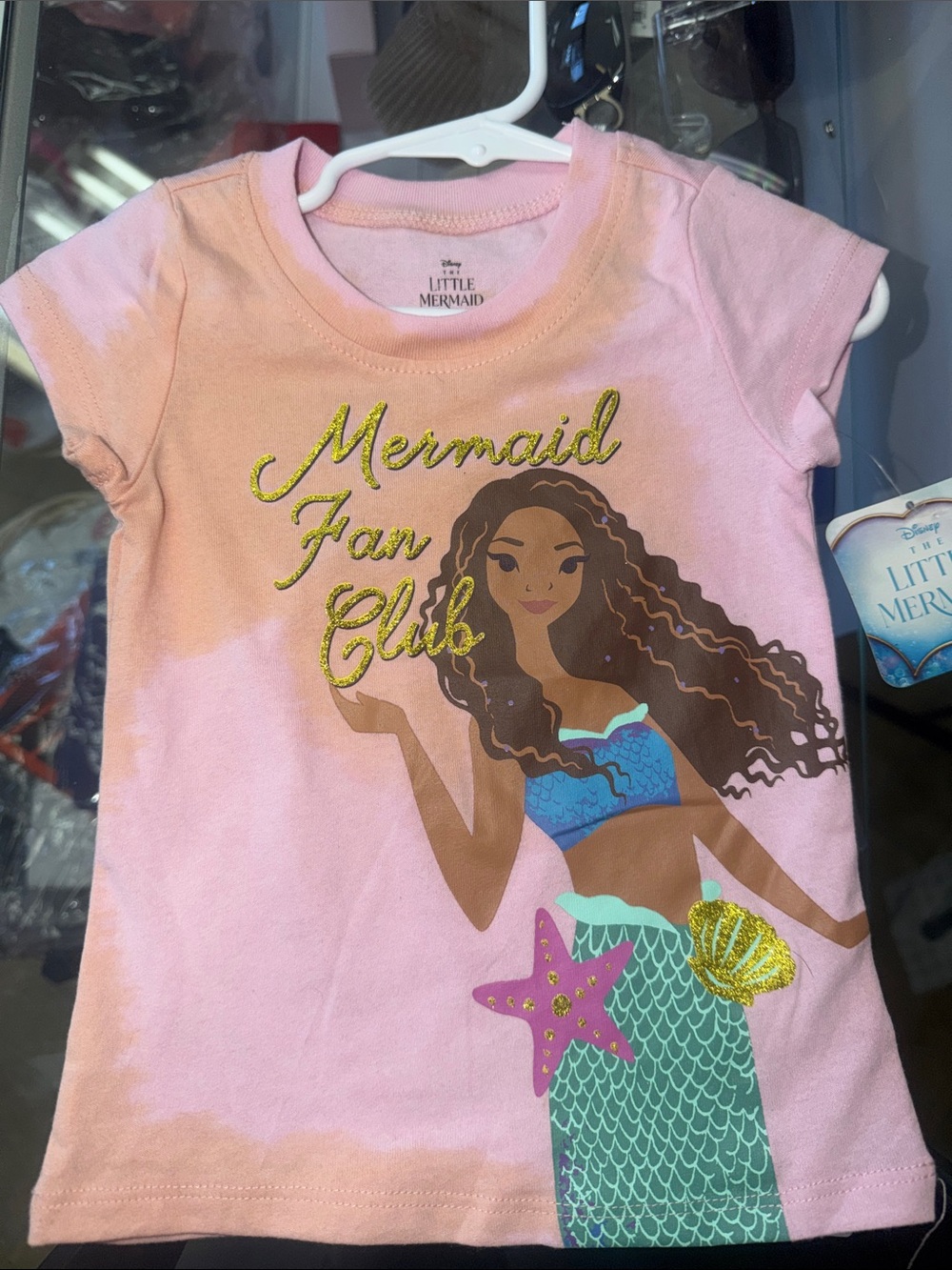 Disney Pink Mermaid Fan Club Glitter Graphic Tee